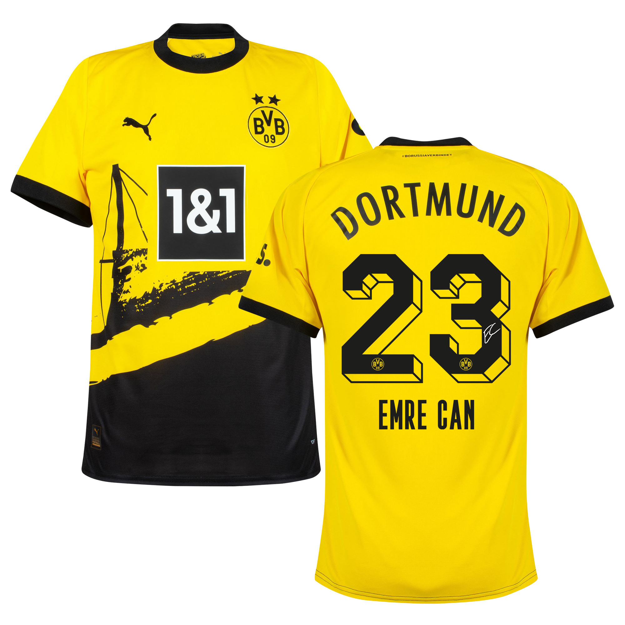 Emre Can 23 Signed Borussia Dortmund 2023/24 Home Jersey Autographed – Men