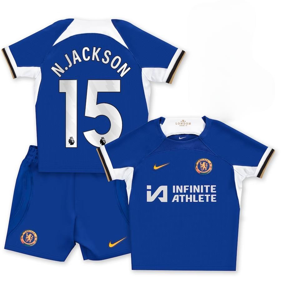 Nicolas Jackson 15 Chelsea 2023-24 Home Stadium YOUTH Kit Jersey – Blue