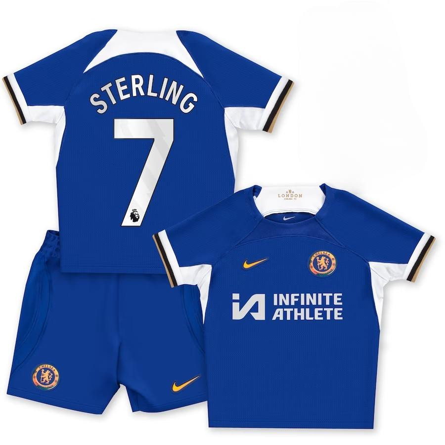 Raheem Sterling 7 Chelsea 2023-24 Home Stadium YOUTH Kit Jersey – Blue