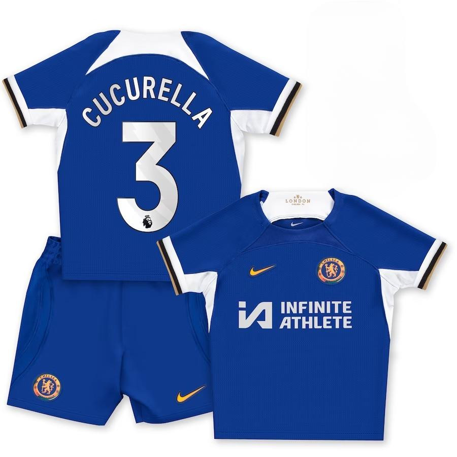 Marc Cucurella 3 Chelsea 2023-24 Home Stadium YOUTH Kit Jersey – Blue