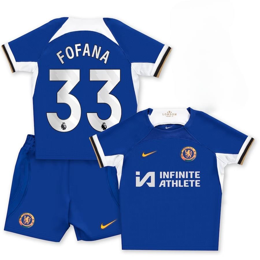 Wesley Fofana 33 Chelsea 2023-24 Home Stadium YOUTH Kit Jersey – Blue