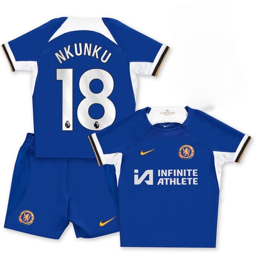 Christopher Nkunku 18 Chelsea 2023-24 Home Stadium YOUTH Kit Jersey – Blue