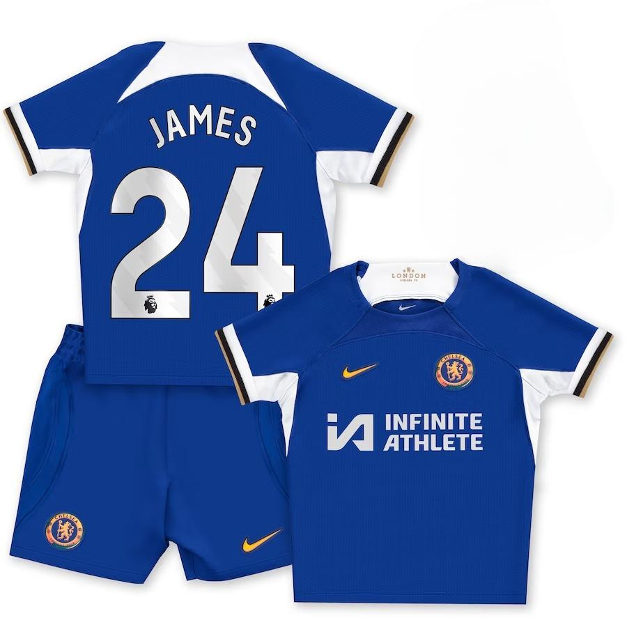 Reece James 24 Chelsea 2023-24 Home Stadium YOUTH Kit Jersey – Blue