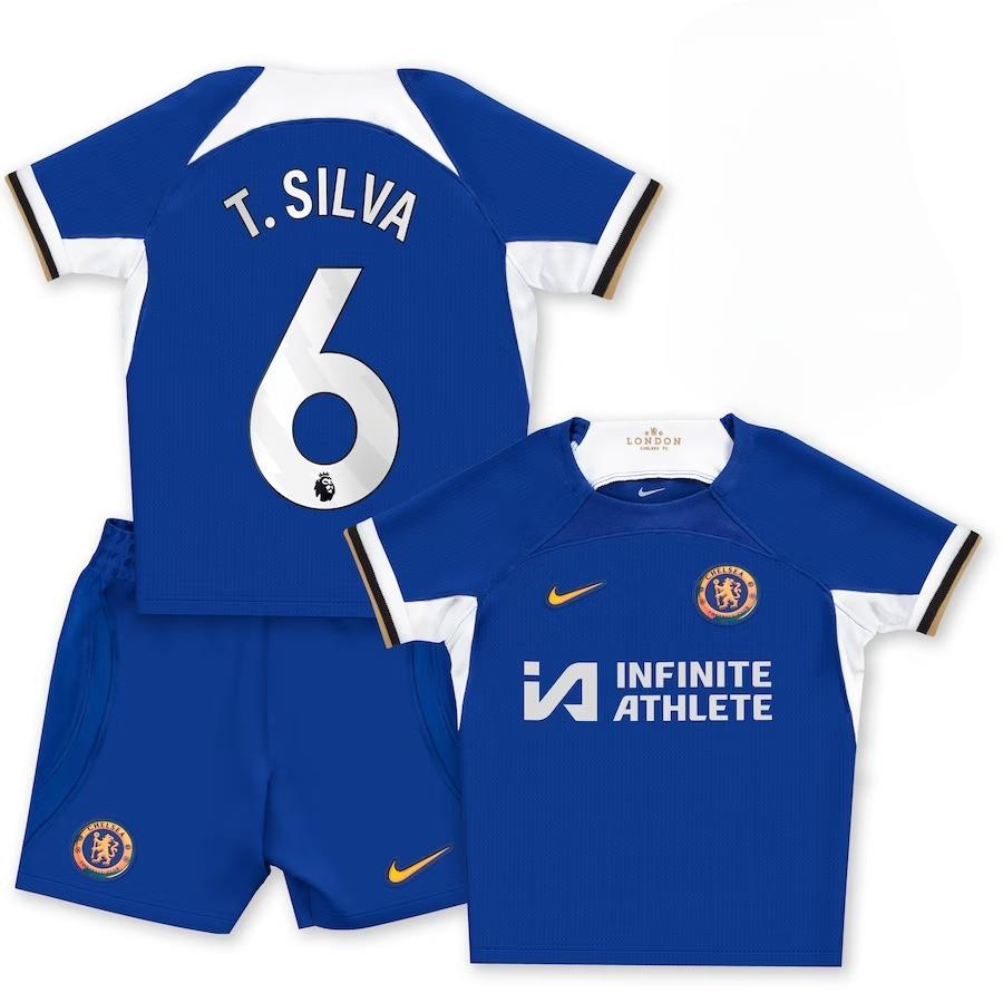 Thiago Silva 6 Chelsea 2023-24 Home Stadium YOUTH Kit Jersey – Blue
