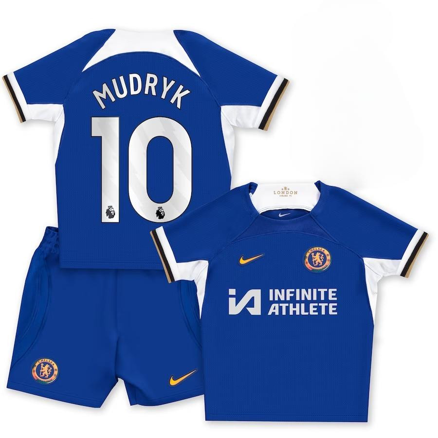 Mykhailo Mudryk 10 Chelsea 2023-24 Home Stadium YOUTH Kit Jersey – Blue