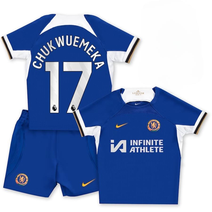 Carney Chukwuemeka 17 Chelsea 2023-24 Home Stadium YOUTH Kit Jersey – Blue