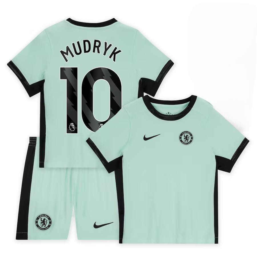 Mykhailo Mudryk 10 Chelsea 2023-24 Third Stadium YOUTH Kit Jersey – Mint