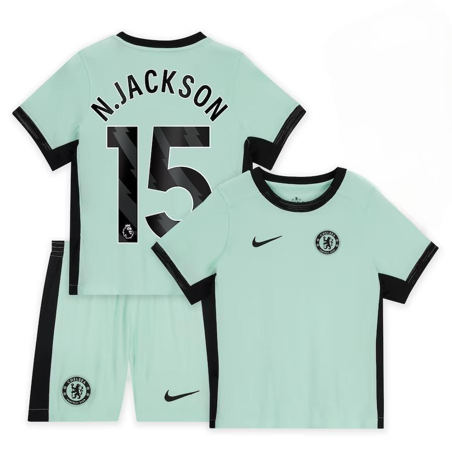 Nicolas Jackson 15 Chelsea 2023-24 Third Stadium YOUTH Kit Jersey – Mint