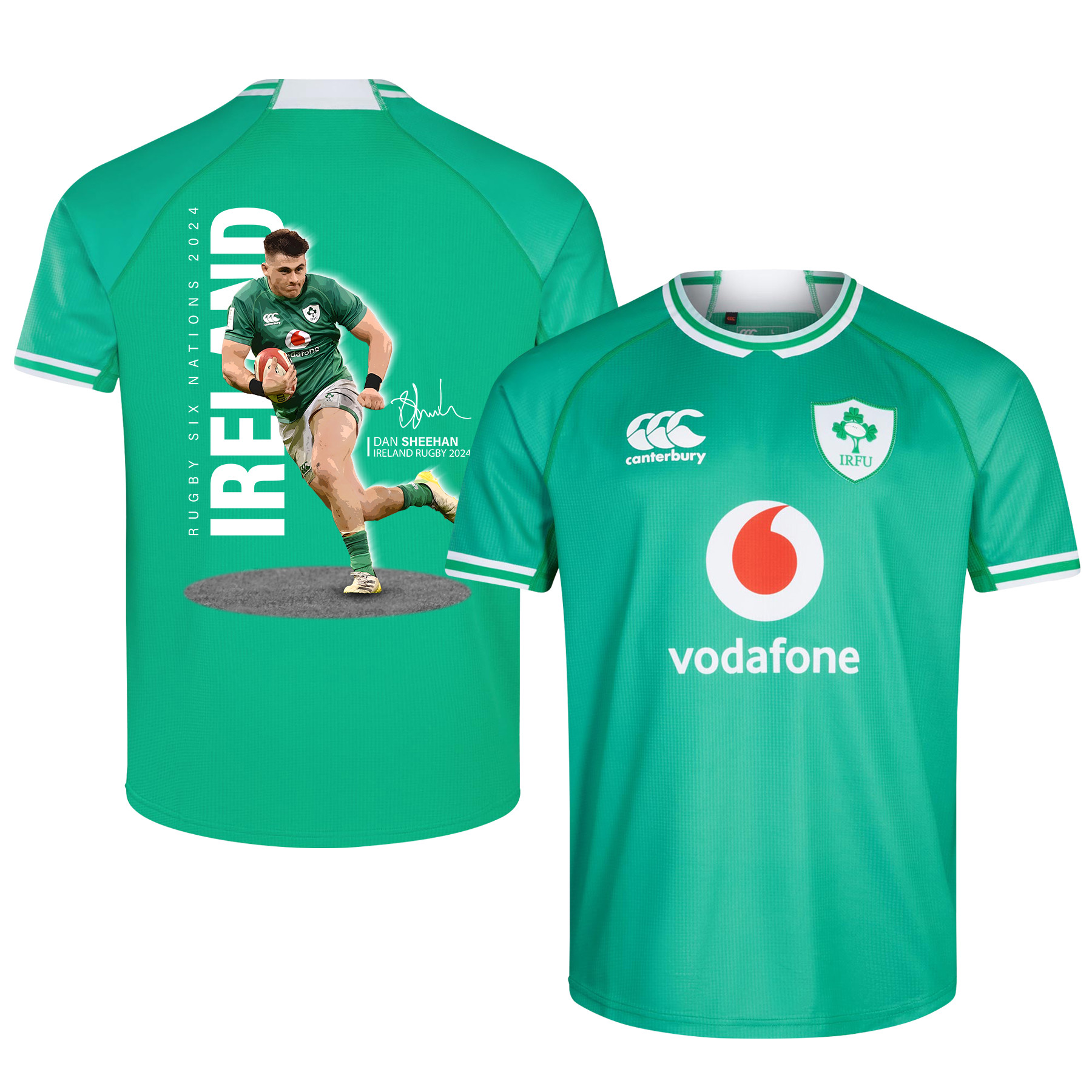 Dan Sheehan Signed Ireland Rugby Rb IRFU 2023/24 Home Jersey – Green