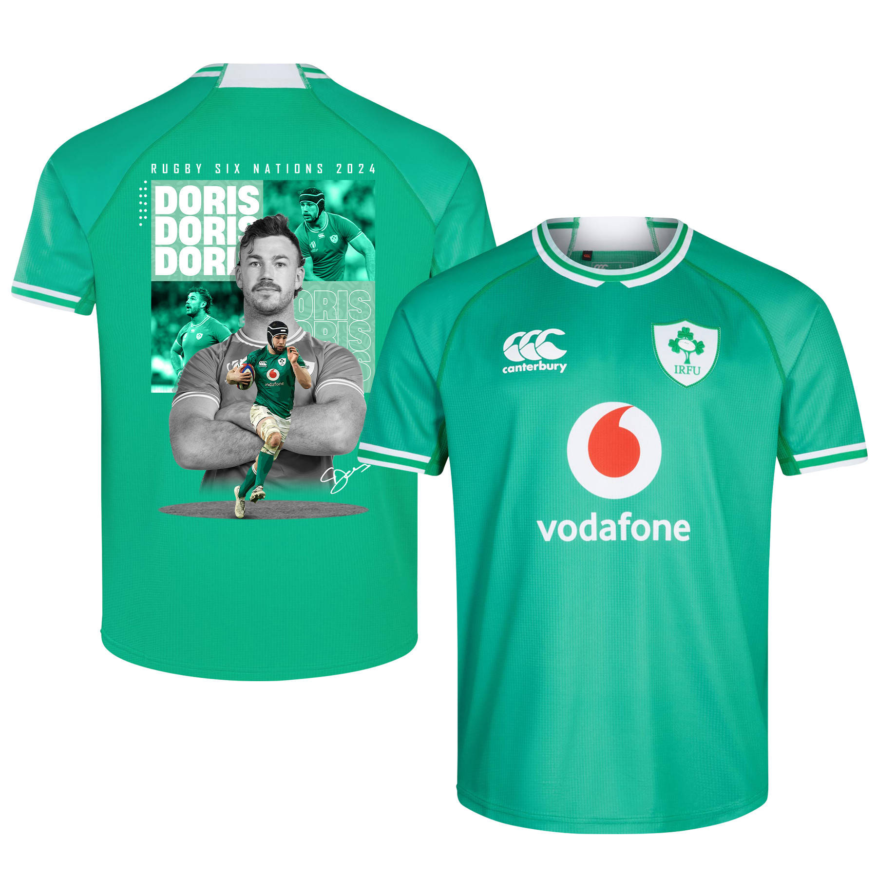 Caelan Doris Ireland Rugby Six Nations Rb IRFU 2023/24 Home Jersey – Green