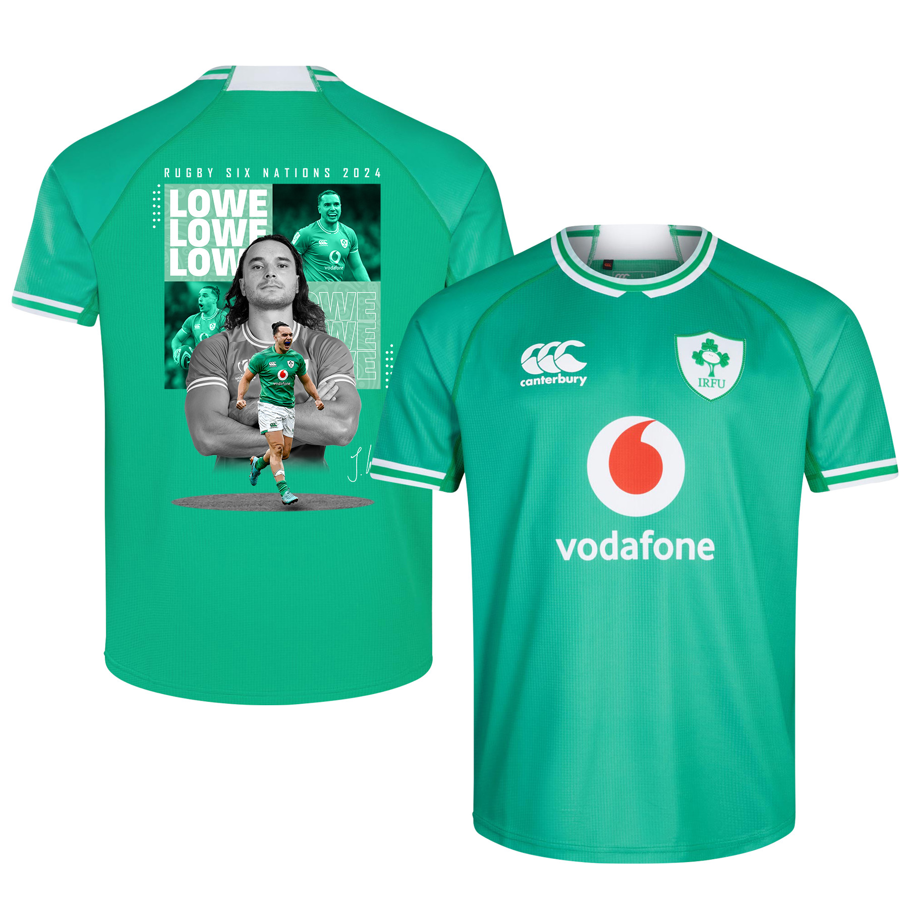 James Lowe Ireland Rugby Six Nations Rb IRFU 2023/24 Home Jersey – Green