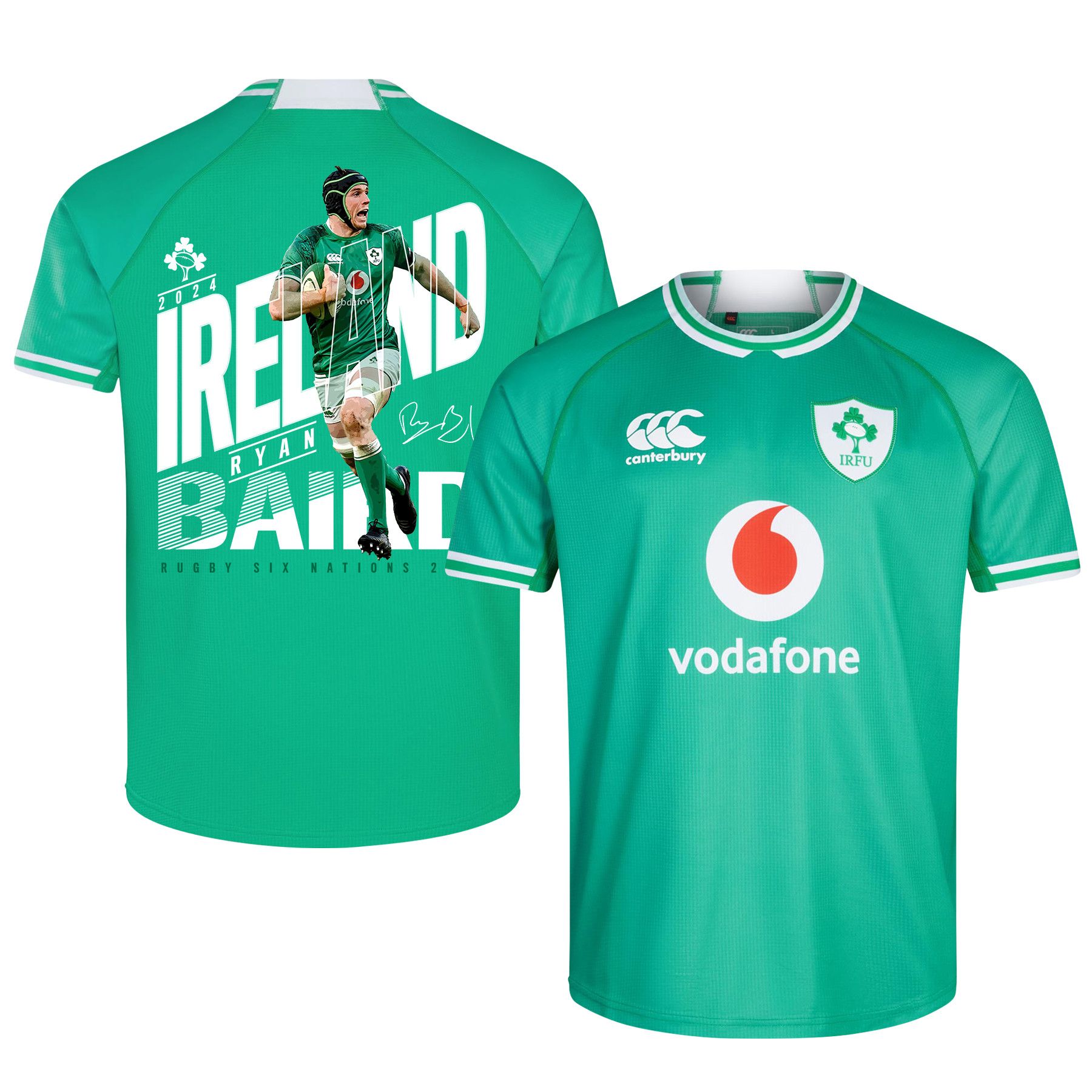 Ryan Baird Signed Ireland Rugby Six Nations Rb IRFU 2023/24 Home Jersey – Green