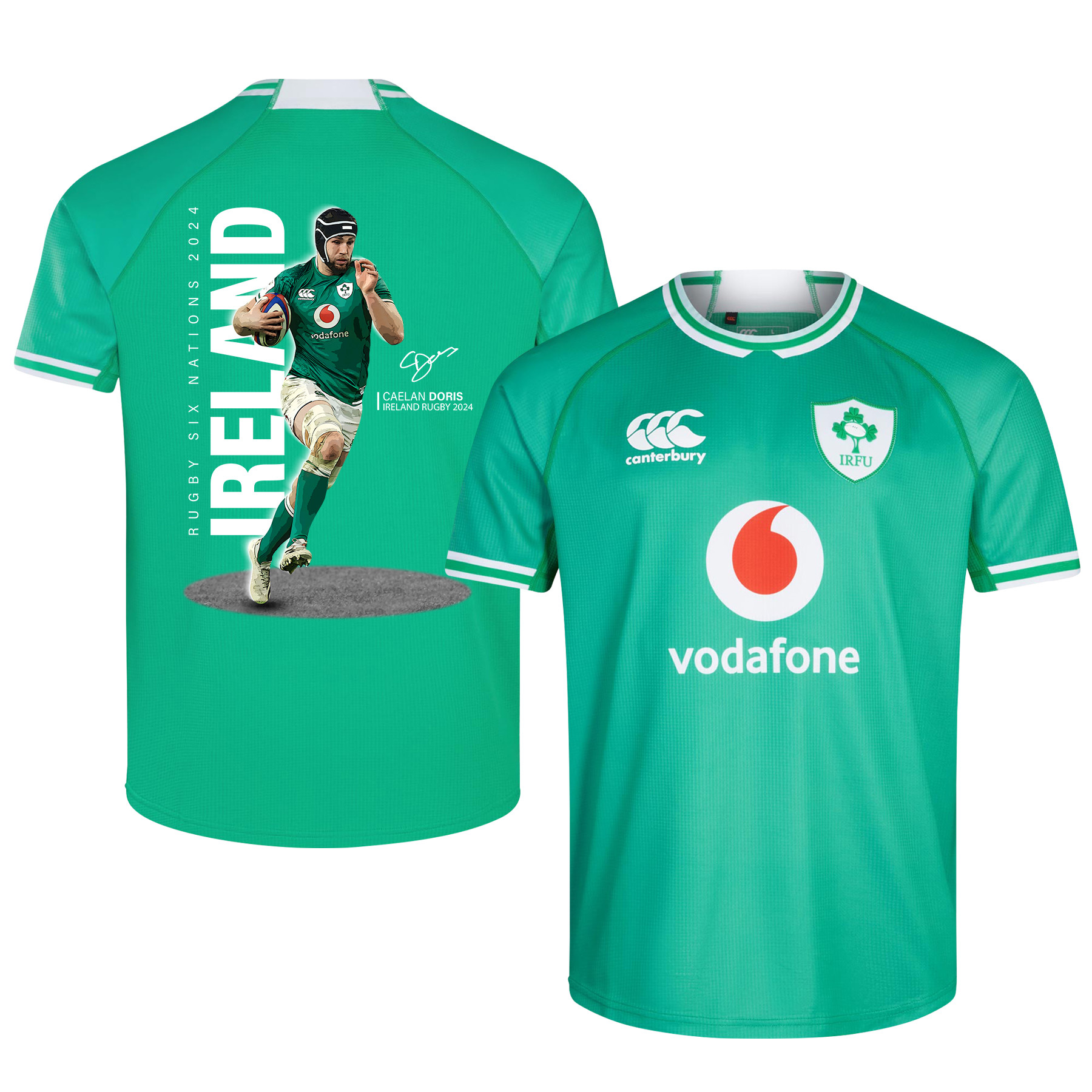 Caelan Doris Signed Ireland Rugby Rb IRFU 2023/24 Home Jersey – Green