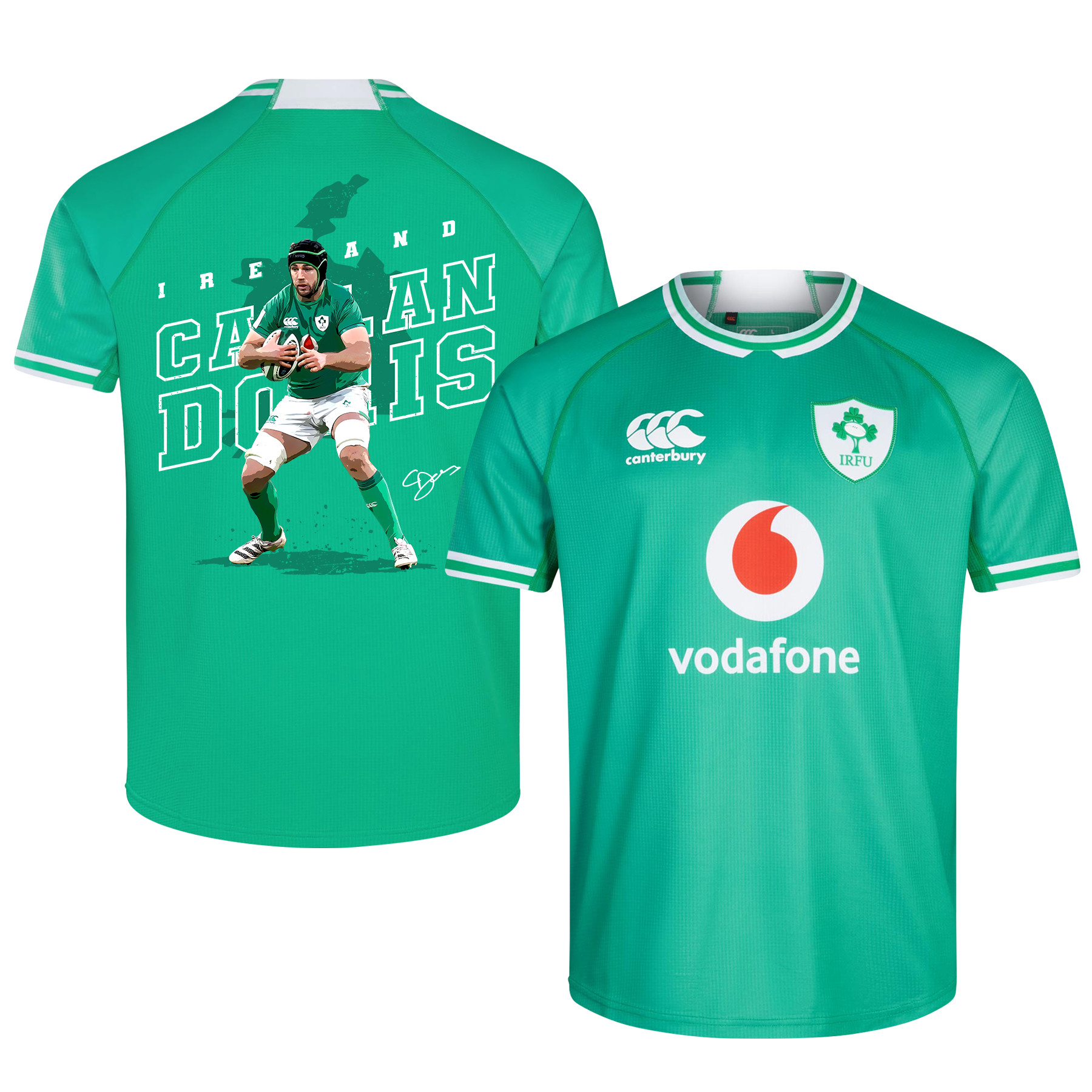 Caelan Doris Signed Running Ireland Rugby Six Nations Rb IRFU 2023/24 Home Jersey – Green