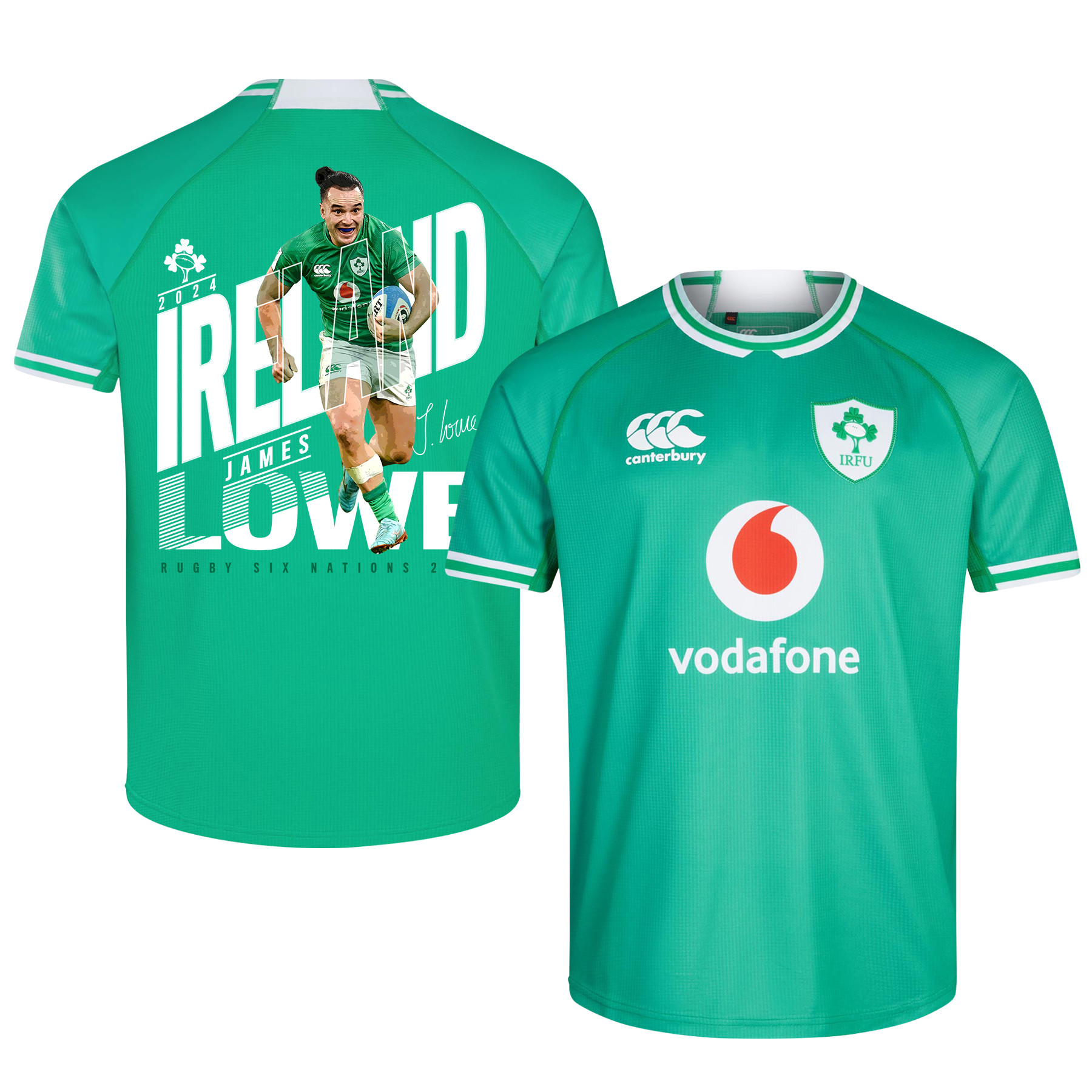 James Lowe Signed Ireland Rugby Six Nations Rb IRFU 2023/24 Home Jersey – Green