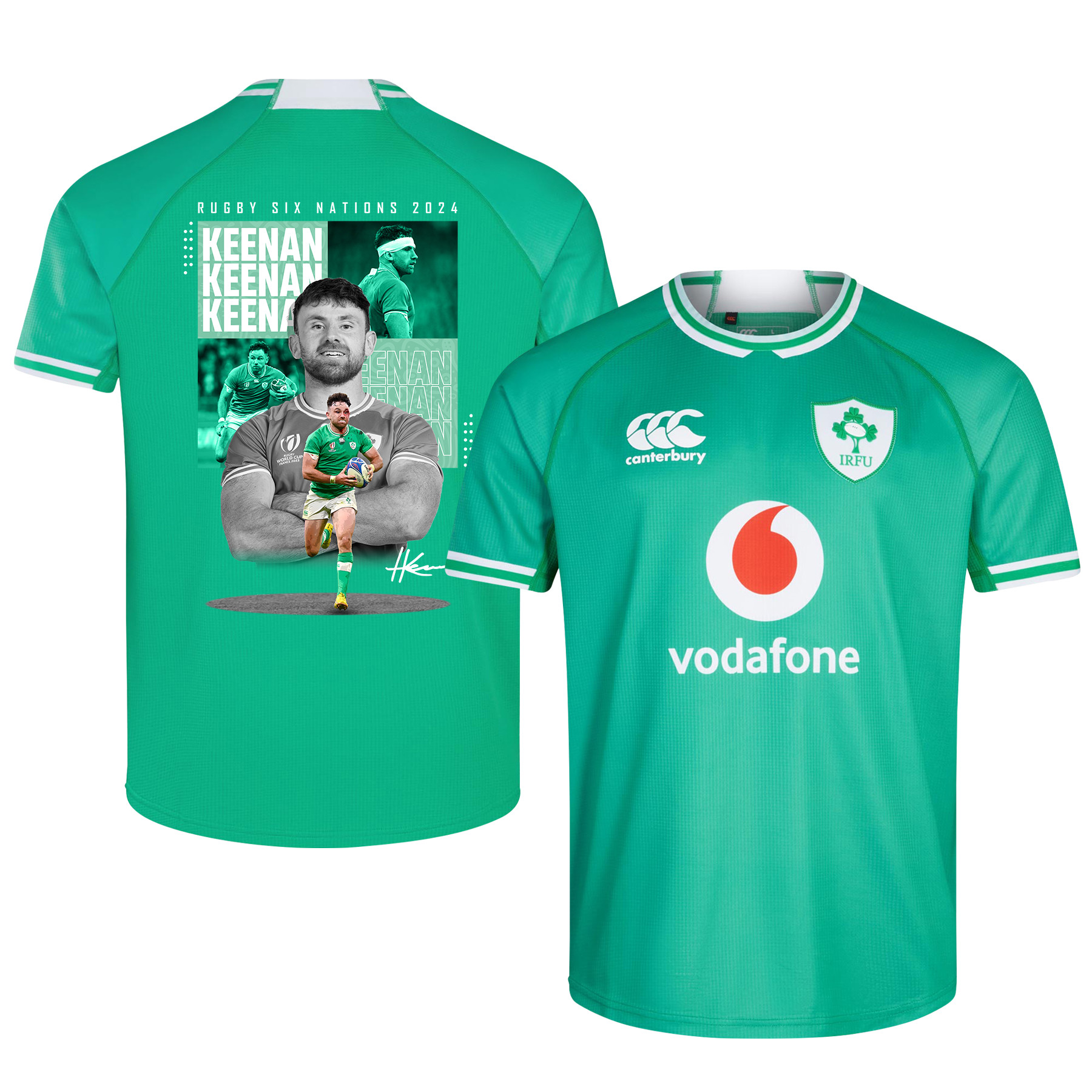 Hugo Keenan Ireland Rugby Six Nations Rb IRFU 2023/24 Home Jersey – Green