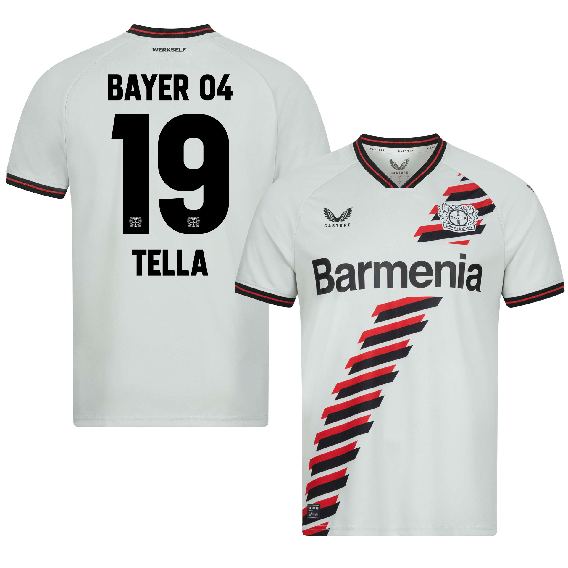 Nathan Tella 19 Bayer 04 Leverkusen 2023/24 Away Jersey – Men White