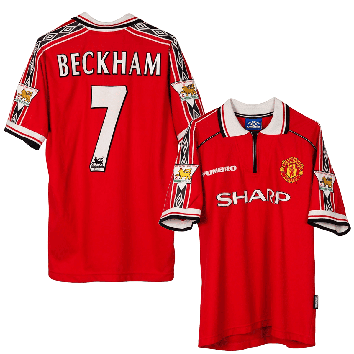 David Beckham 7 Manchester United 1998-1999 Umbro Home Retro Jersey – Men Red