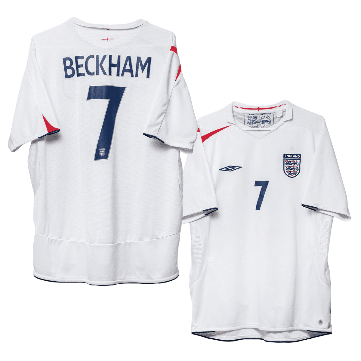 David Beckham 7 England 2005-2007 Umbro Home Retro Jersey – Men White