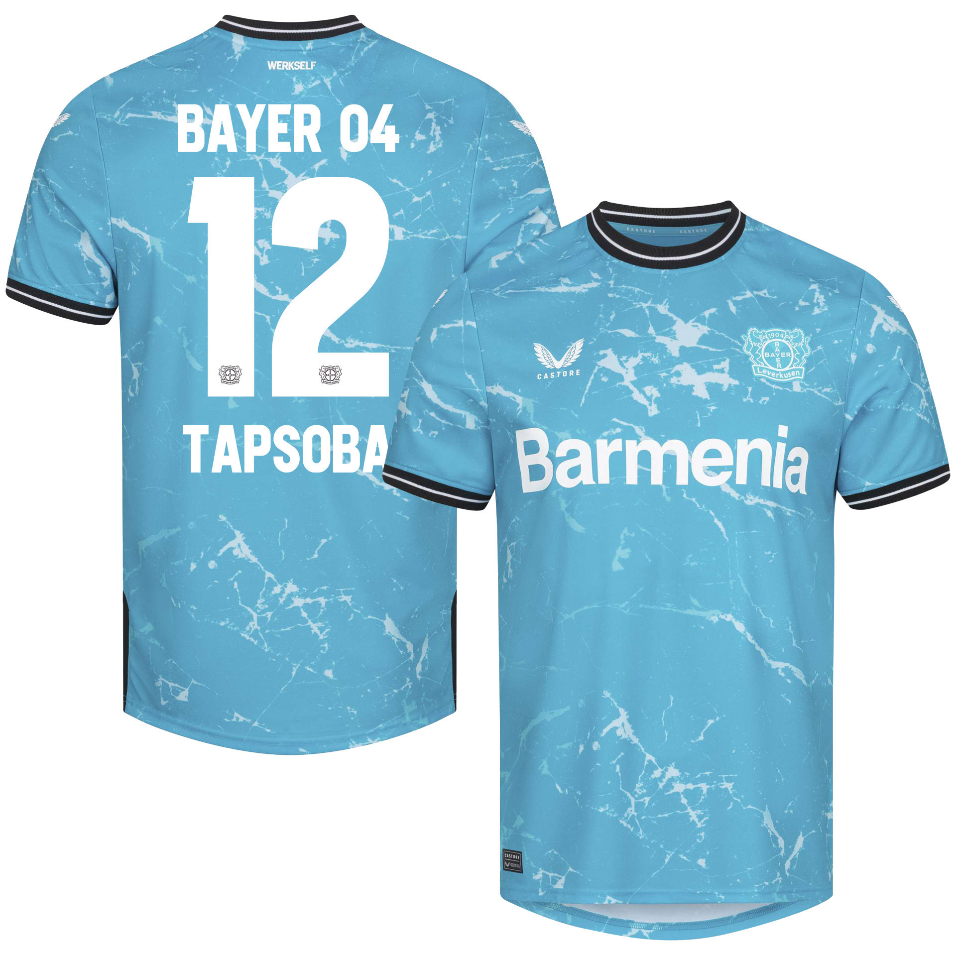 Edmond Tapsoba 12 Bayer 04 Leverkusen 2023/24 Alternate Jersey – Men Blue