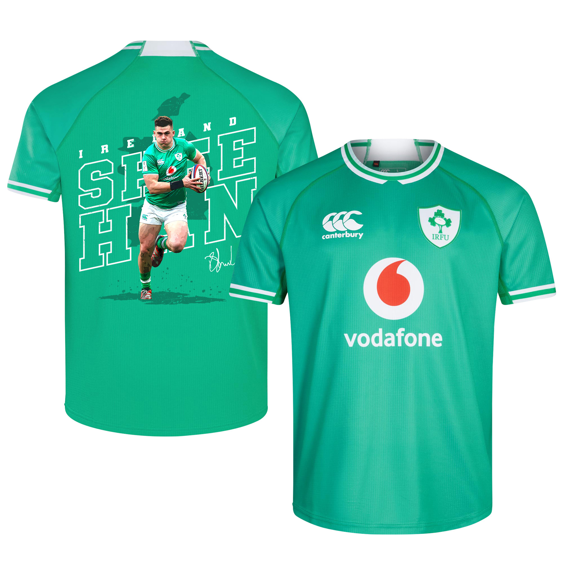 Dan Sheehan Signed Running Ireland Rugby Six Nations Rb IRFU 2023/24 Home Jersey – Green