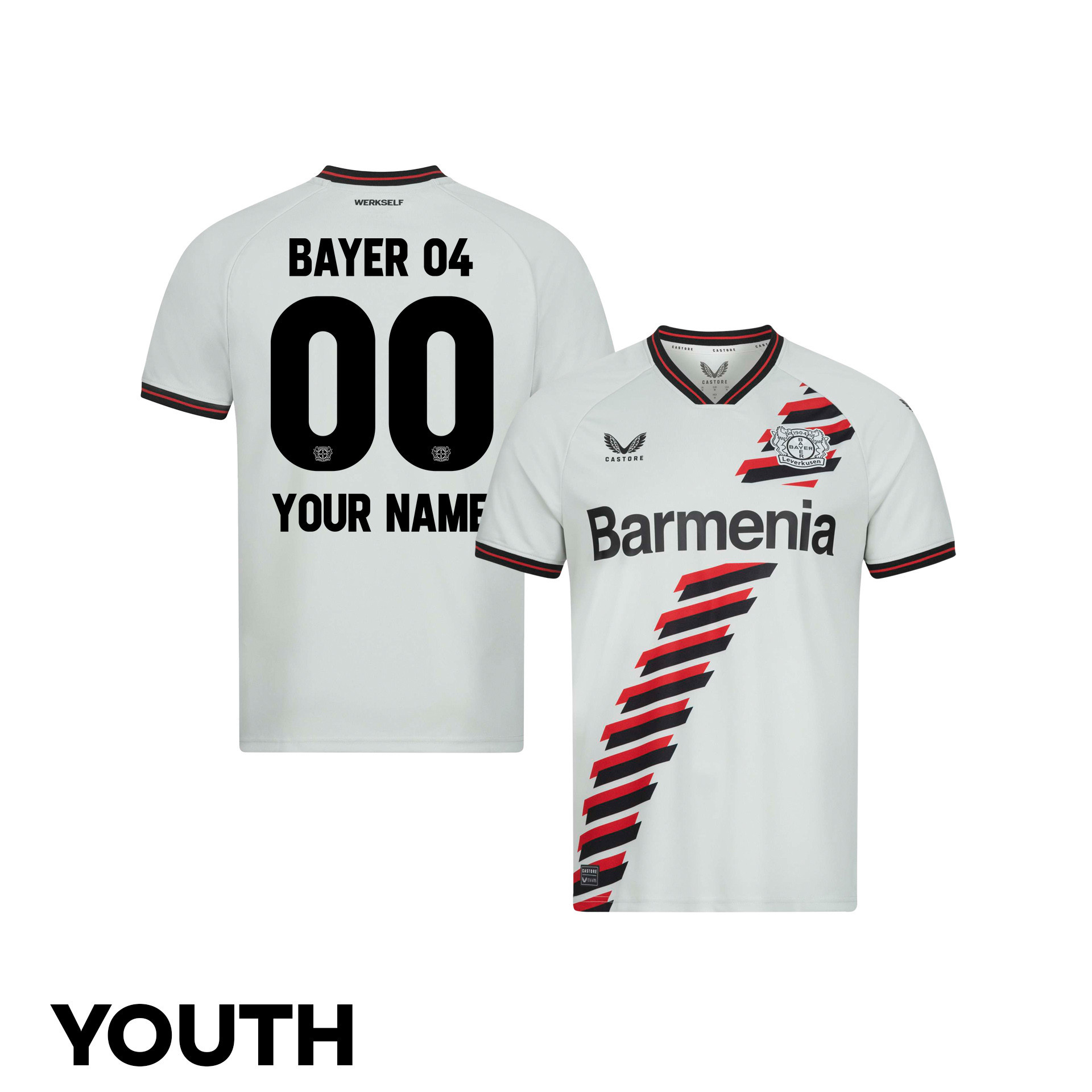 Bayer 04 Leverkusen 2023/24 Youth Away Jersey Customized – White