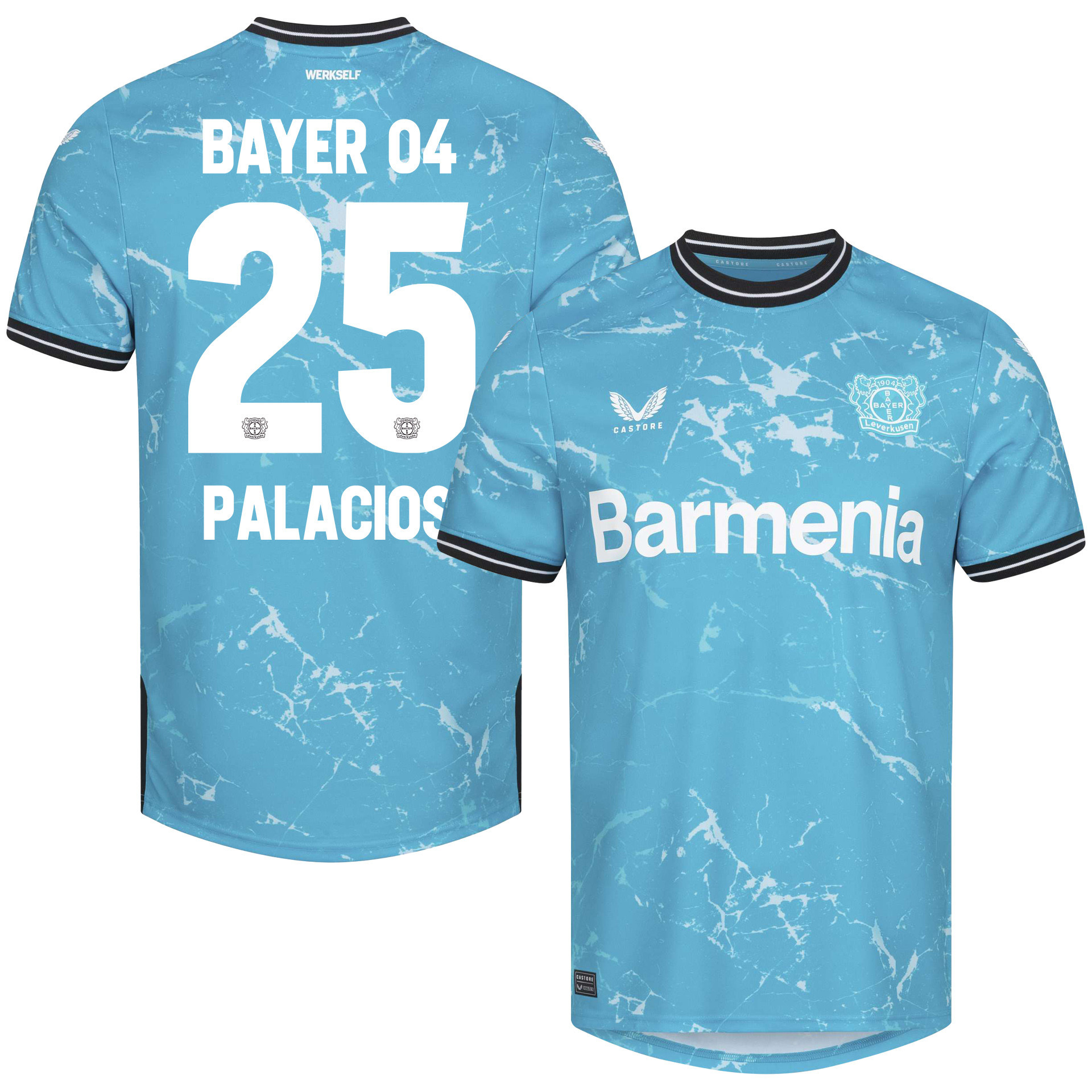 Exequiel Palacios 25 Bayer 04 Leverkusen 2023/24 Alternate Jersey – Men Blue