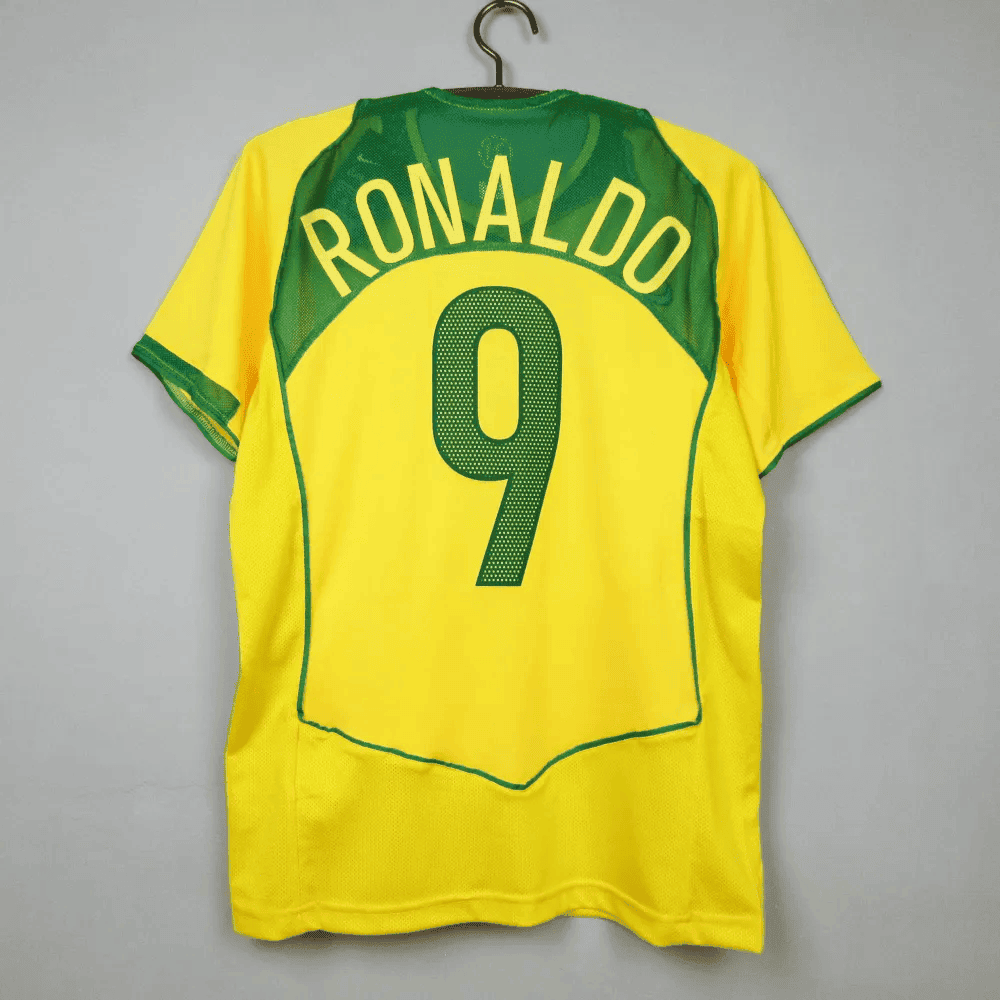 Ronaldo 9 Brazil 2004 Home Retro Jersey – Men Yellow