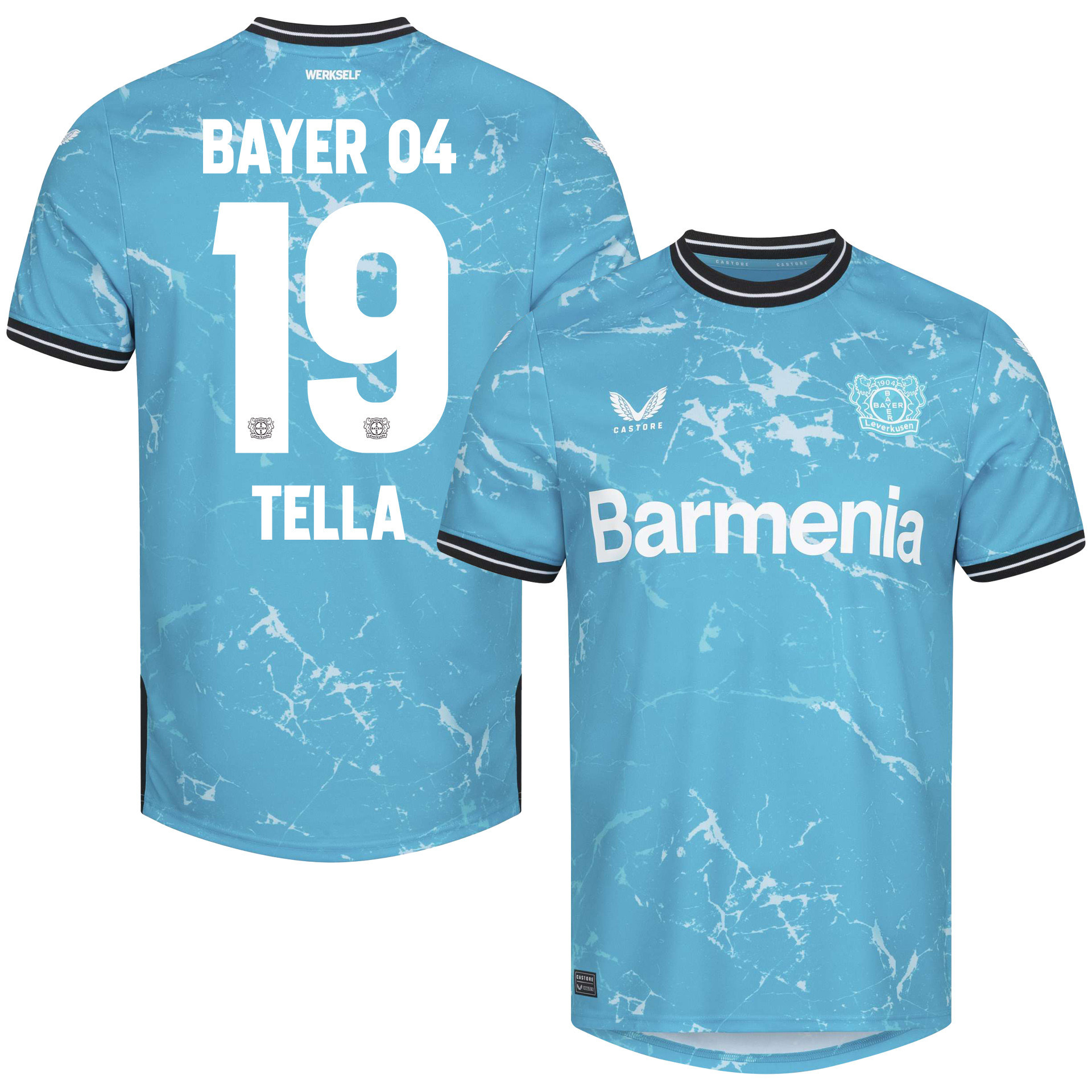 Nathan Tella 19 Bayer 04 Leverkusen 2023/24 Alternate Jersey – Men Blue