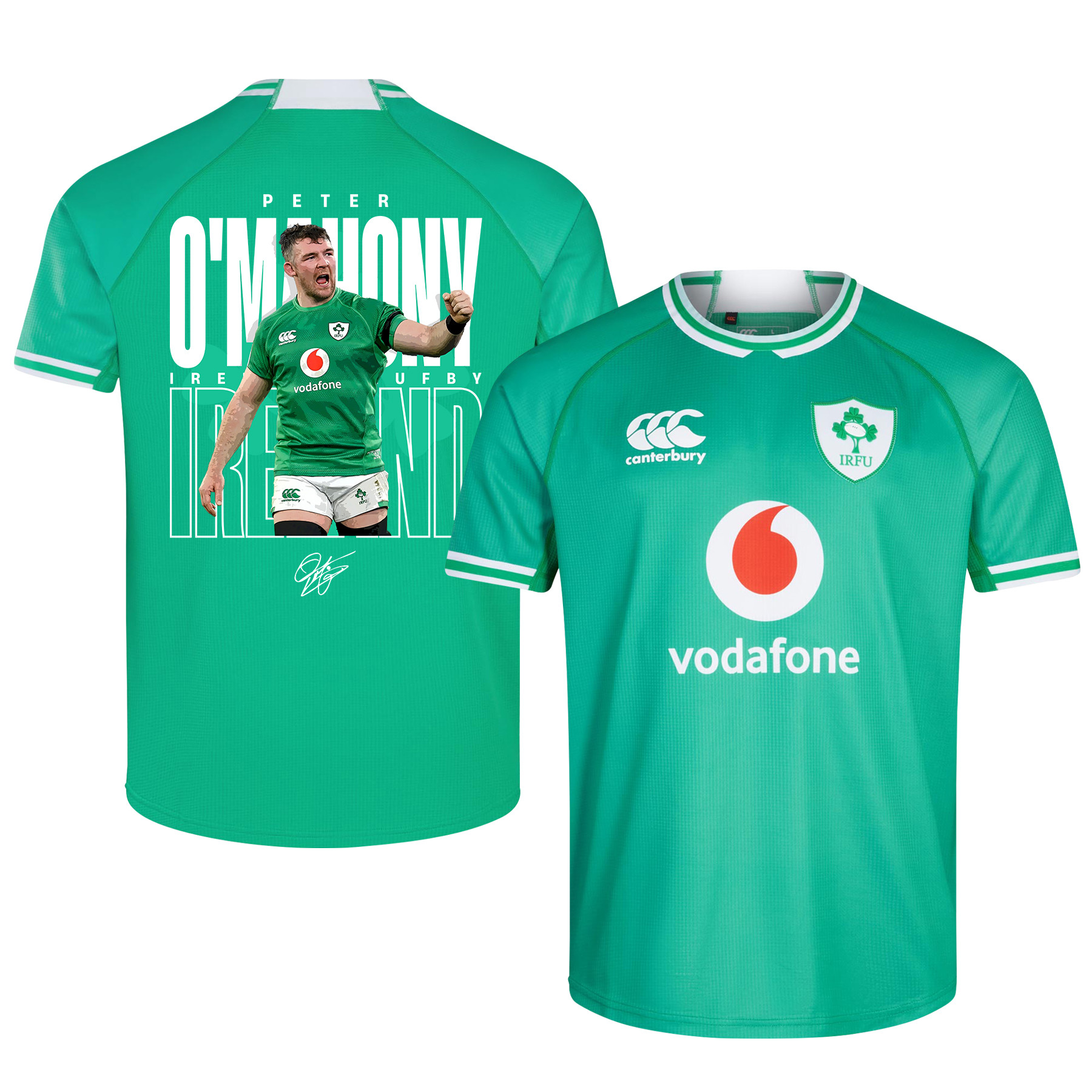 Peter O'Mahony Signed Cheering Ireland Rugby Six Nations Rb IRFU 2023/24 Home Jersey – Green