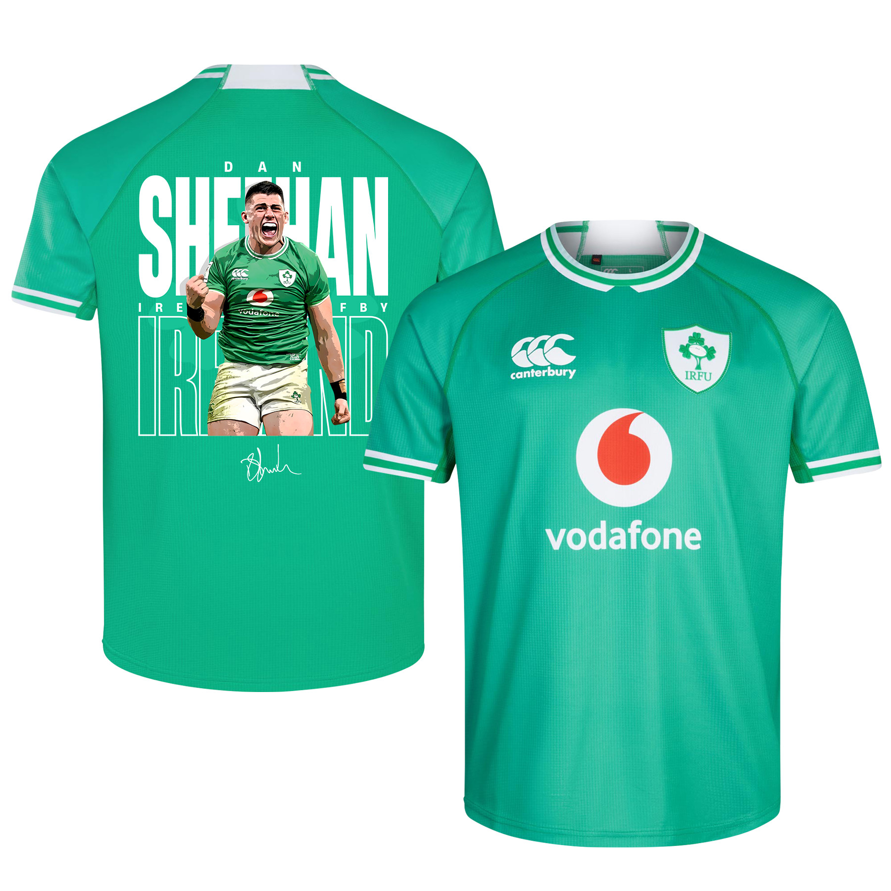 Dan Sheehan Signed Cheering Ireland Rugby Six Nations Rb IRFU 2023/24 Home Jersey – Green
