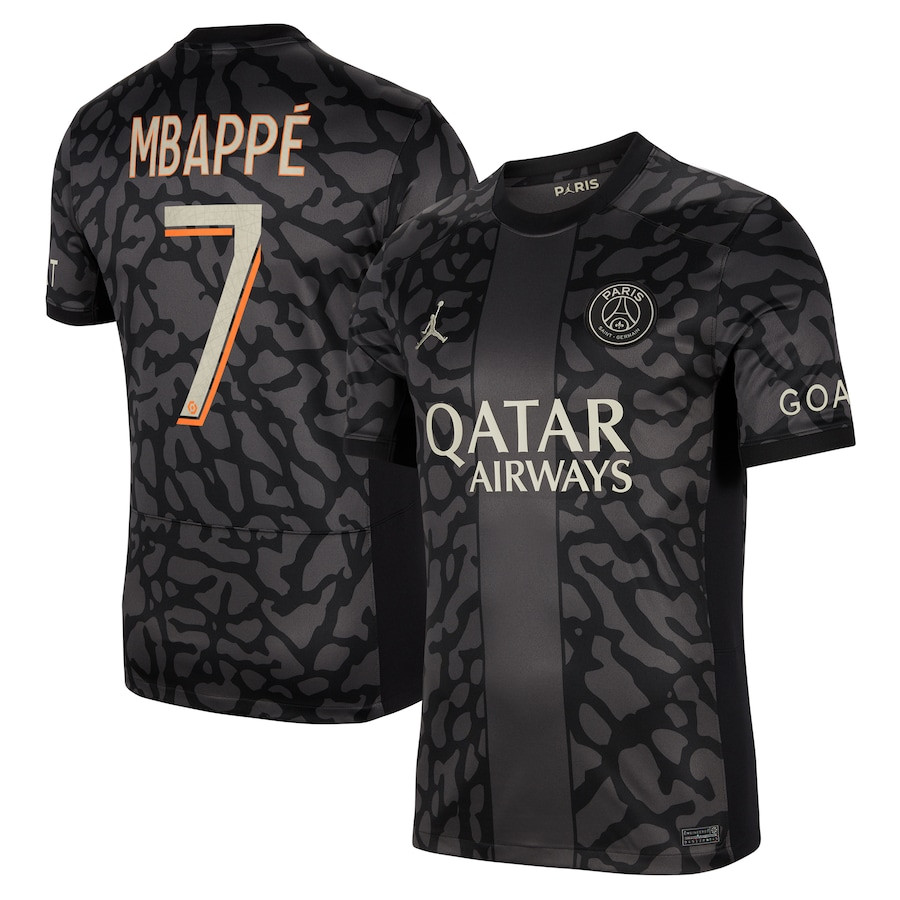Kylian Mbappe 7 Paris Saint-Germain 2023/24 Third Men Jersey – Anthracite