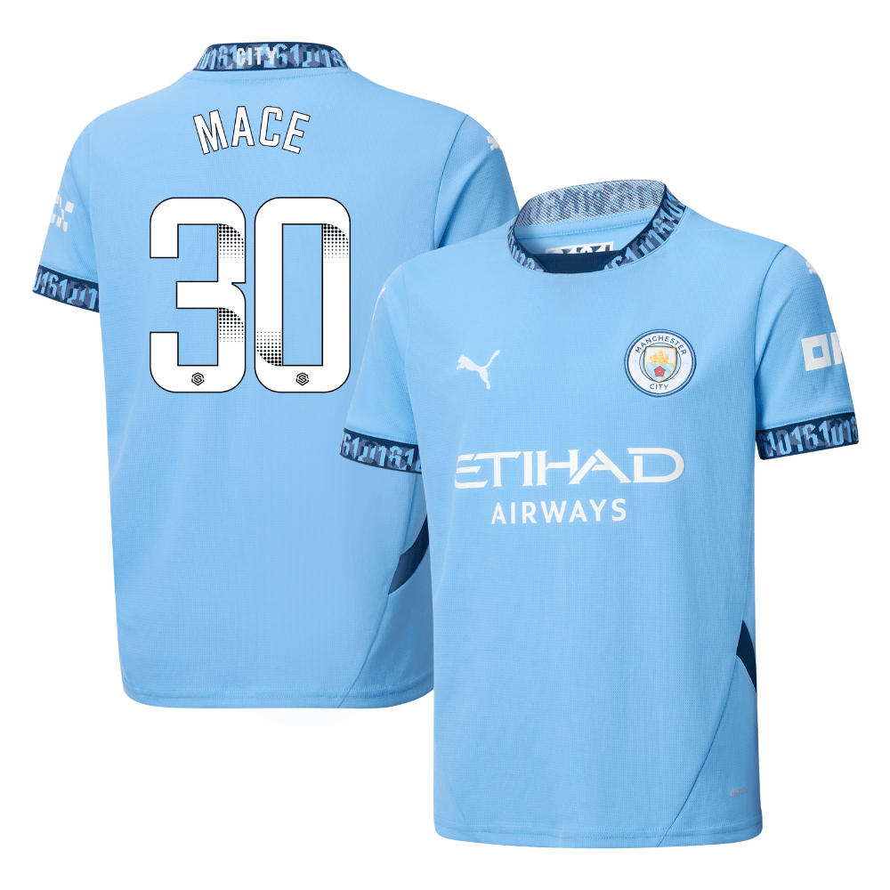 Ruby Mace 30 Manchester City 2024/25 Women's Team Home YOUTH Jersey – Light Blue