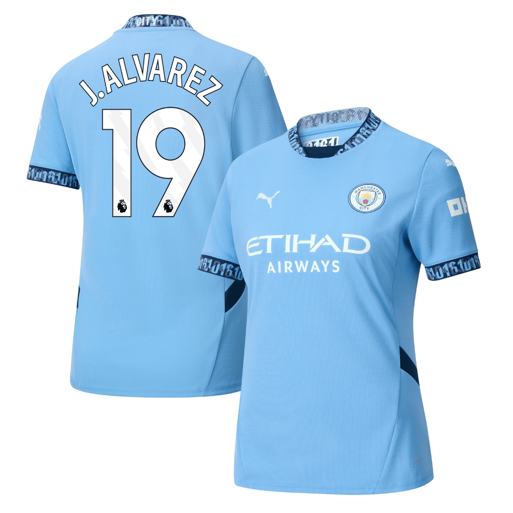 Julin lvarez 19 Manchester City 2024/25 Home Women Jersey – Light Blue