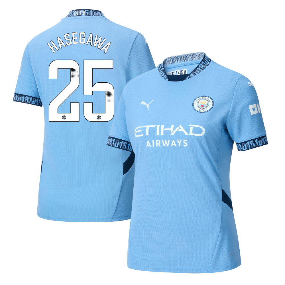 Yui Hasegawa 25 Manchester City 2024/25 Women's Team Home Women Jersey – Light Blue