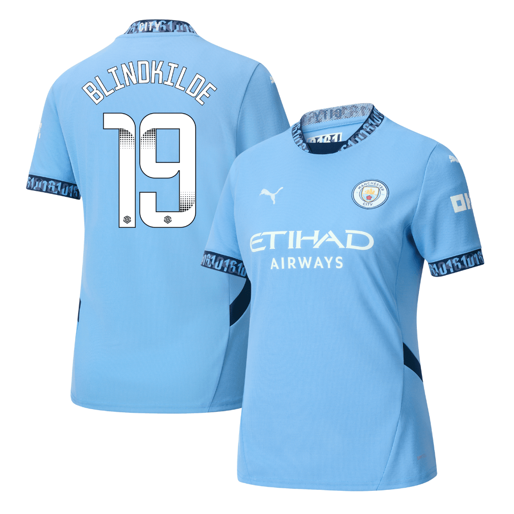 Laura Blindkilde 19 Manchester City 2024/25 Women's Team Home Women Jersey – Light Blue