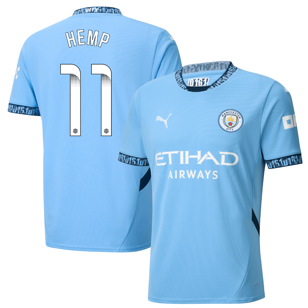 Lauren Hemp 11 Manchester City 2024/25 Women's Team Home Men Jersey – Light Blue