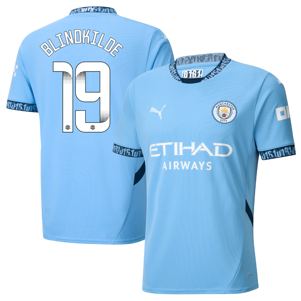 Laura Blindkilde 19 Manchester City 2024/25 Women's Team Home Men Jersey – Light Blue