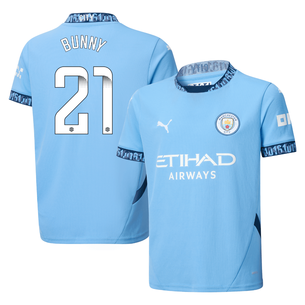 Khadija Shaw 21 Manchester City 2024/25 Women's Team Home YOUTH Jersey – Light Blue