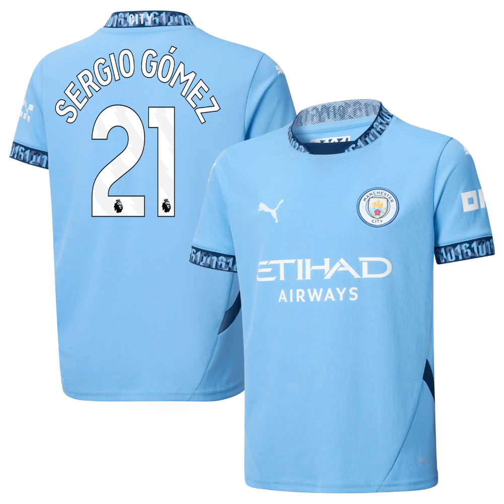 Sergio Gmez 21 Manchester City 2024/25 Home YOUTH Jersey – Light Blue