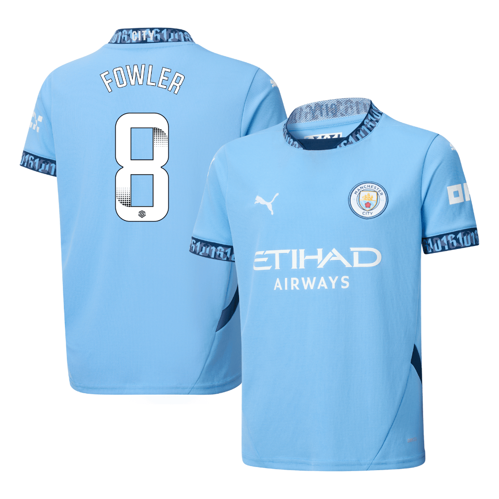 Mary Fowler 8 Manchester City 2024/25 Women's Team Home YOUTH Jersey – Light Blue