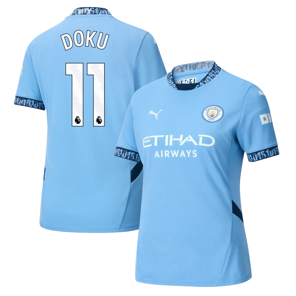 Jrmy Doku 11 Manchester City 2024/25 Home Women Jersey – Light Blue