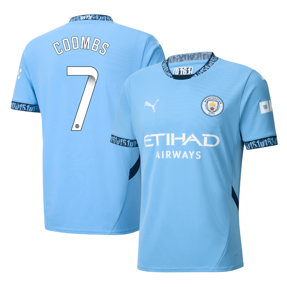 Laura Coombs 7 Manchester City 2024/25 Women's Team Home Men Jersey – Light Blue