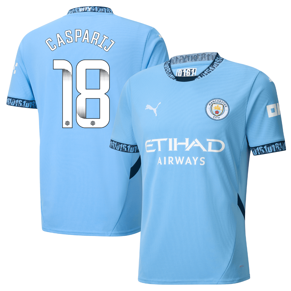 Kerstin Casparij 18 Manchester City 2024/25 Women's Team Home Men Jersey – Light Blue