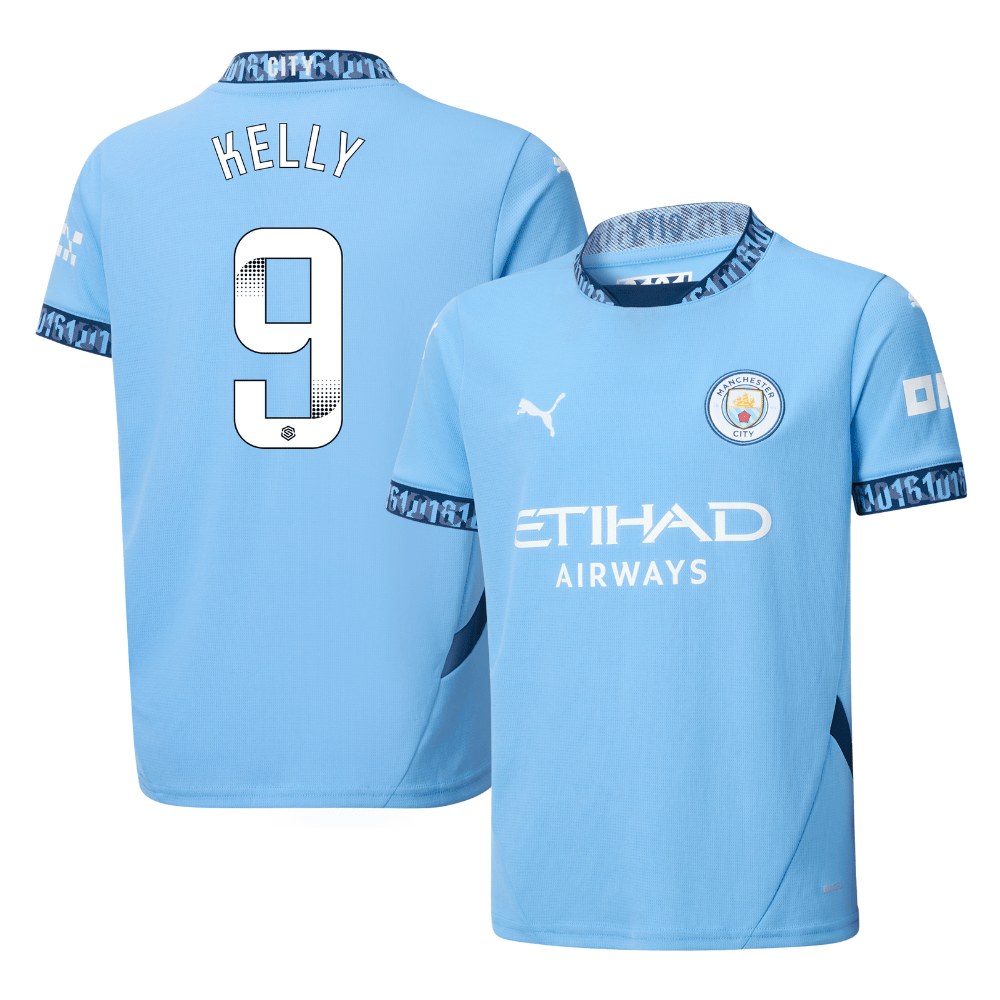 Chloe Kelly 9 Manchester City 2024/25 Women's Team Home YOUTH Jersey – Light Blue