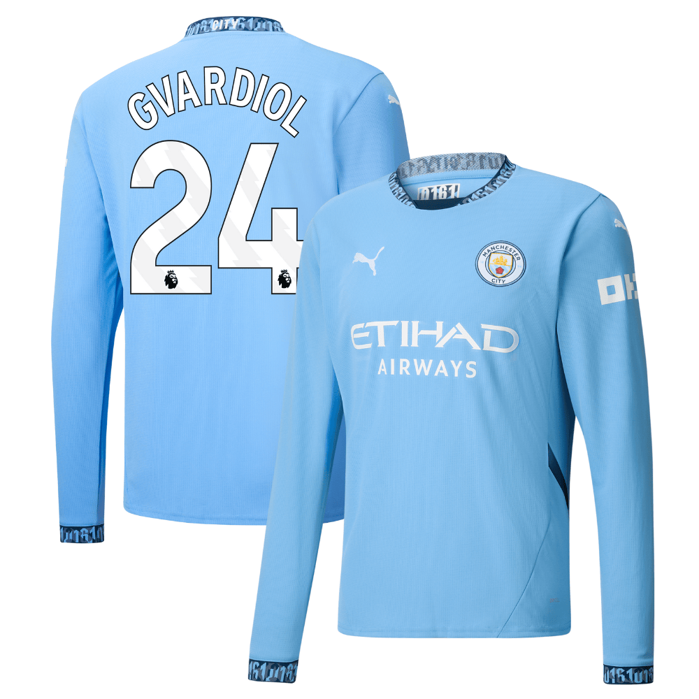 Joko Gvardiol 24 Manchester City 2024/25 Home Long Sleeve Men Jersey – Light Blue