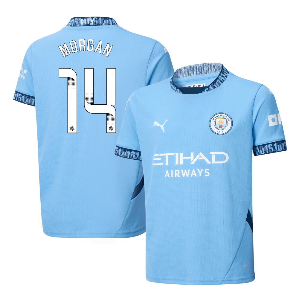 Esme Morgan 14 Manchester City 2024/25 Women's Team Home YOUTH Jersey – Light Blue