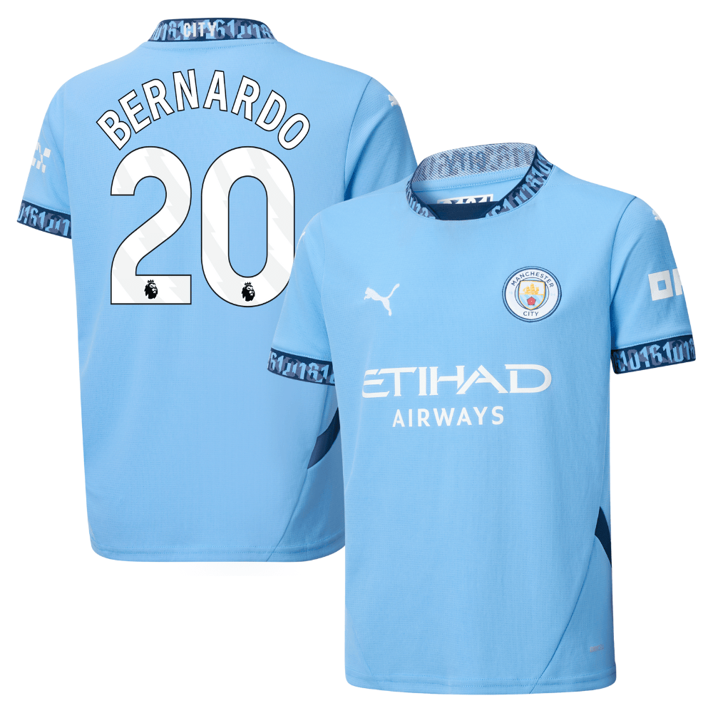 Bernardo Silva 20 Manchester City 2024/25 Home YOUTH Jersey – Light Blue