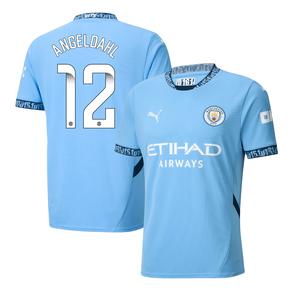 Filippa Angeldal 12 Manchester City 2024/25 Women's Team Home Men Jersey – Light Blue