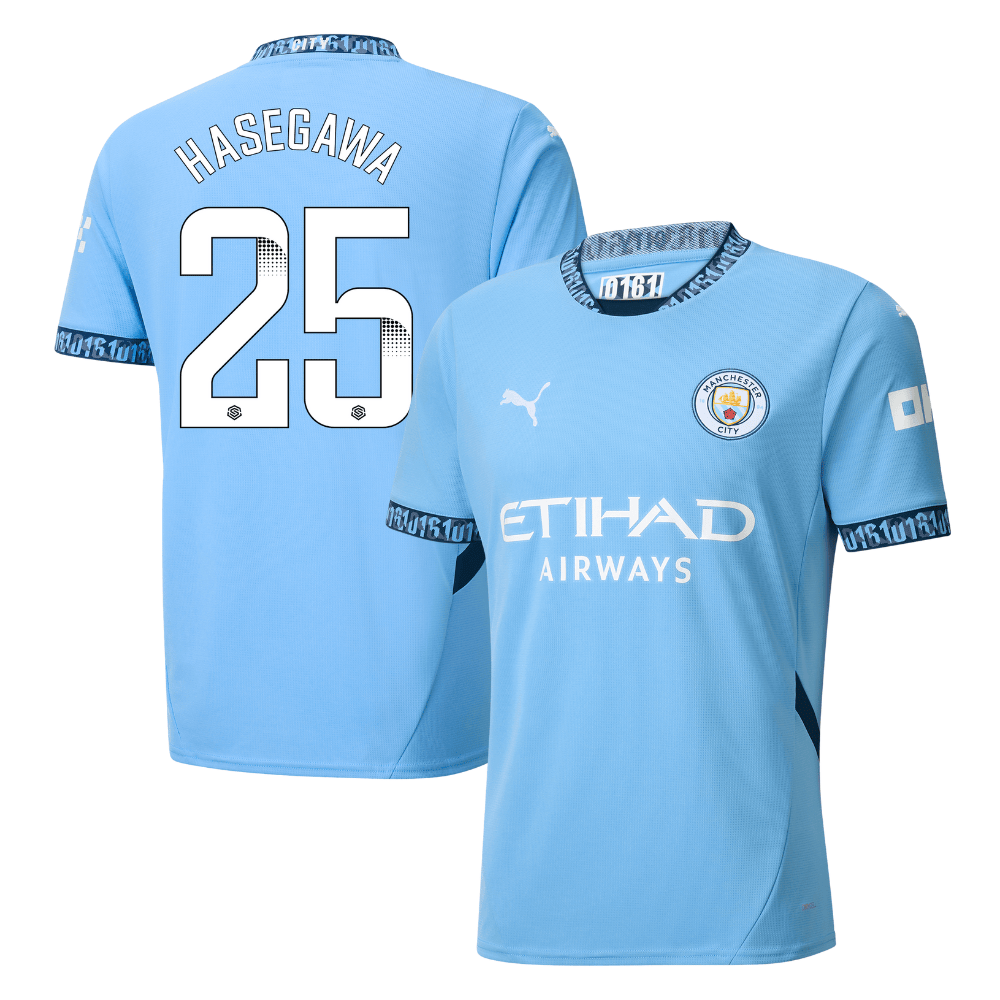 Yui Hasegawa 25 Manchester City 2024/25 Women's Team Home Men Jersey – Light Blue